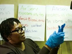 SEIU Holds Ebola Training For LaGuardia Airport Workers Stock Footage