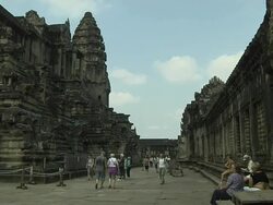 Wide Shot Tourist in Angkor Wat Siem Reap Cambodia Stock Footage