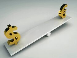 Dollar and Euro on seesaw Stock Footage