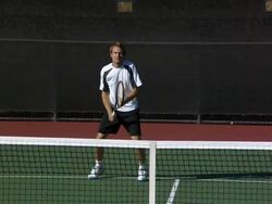 WS, Young man playing tennis, Santa Barbara, California, USA Stock Footage