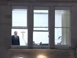 Pope Benedict XVI waves from window News Clip