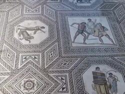 MS TU Shot of romain mosaic floor / Perl-Nennig, Saarland, Germany Stock Footage