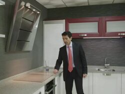 POV TS salesman showing kitchen furniture in showroom Stock Footage