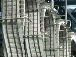 MS View of web press news paper print office / Ruesselsheim, Hesse, Germany  Stock Footage