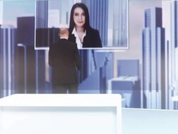 HD DOLLY: Having Futuristic Business Meeting Stock Footage