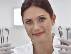 HD DOLLY: Portrait Of A Beautiful Dentist Stock Footage