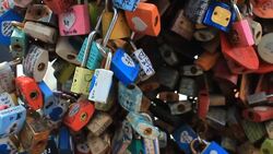 Love lock Landmark Korea Stock Footage