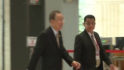 Ban Ki-moon Arrives at Summit Stock Footage