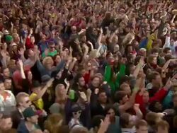 M/S EXT Concert Crowd Festival Day Sunset   Stock Footage