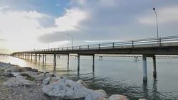 Delivery by Sea in the Transportation Cargo Bridge to Seaport Stock Footage