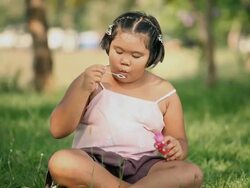 girl blowing soap bubbles Stock Footage