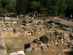 WS PAN Tourists taking pictures of the ruins of Knossos / Greece Stock Footage