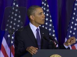 Protester shouts at President Obama Stock Footage