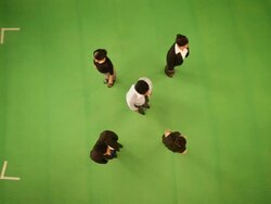 Business people forming alphabet X Stock Footage