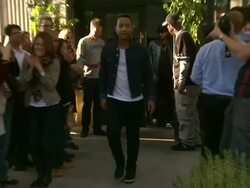 John Legend at Crackle Launches "Playing It Forward" With Surprise Street Performance By John Legend, Sponsored By Fed Ex Stock Footage