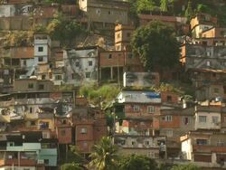 WS Poster on building (WARNING : Maybe COPYRIGHT) / Rio, Brazil Stock Footage