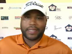 INTERVIEW: Anthony Anderson on today's event, on if he plays golf often, on cheating on the golf course Stock Footage