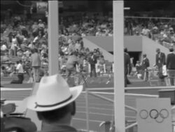 Kipchoge Keino wins 1500 meters at 1968 Olympics Stock Footage