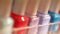 Nail Polish Bottles Macro Dolly Stock Footage