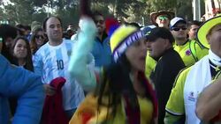 CLEAN : Quarter final Argentina and Colombia fans arrive to stadium News Clip