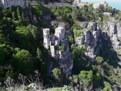 Erice, view of Balio castle, and the cliffs of the city Stock Footage