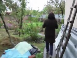 War Devastation in Eastern Ukraine - Semyonovka - interview Stock Footage