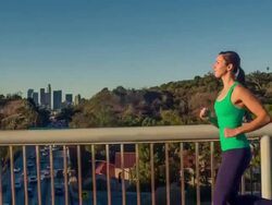 Fit Woman Running Los Angeles Slow-Motion Stock Footage