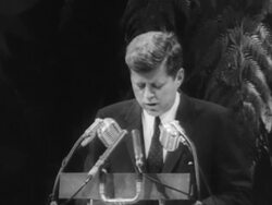 JFK making foreign policy speech about Cuba Stock Footage