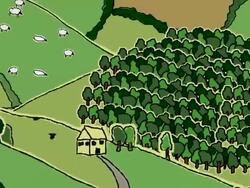 Loopable doodled landscape fullscreen with details Stock Footage