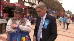Philip Hammond Campaigning in Northwich - General Election 2015 News Clip