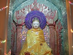 MS Shot of glowing Buddha statue / Yangon, Yangon Division, Myanmar  Stock Footage