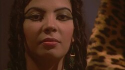 The face of a beautiful woman in ancient Egypt stares straight ahead. Stock Footage