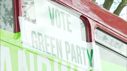 General Election 2015 - Green Party Launch Battle Bus In Bristol News Clip