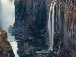MS T/L Shot of Victoria Falls or Mosi Oa Tunya, Zambia and  Zimbabwe / Zambia, South Africa   Stock Footage