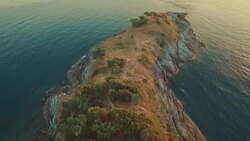 Aerial view of The Promthep cape vantage point,Phuket Island Stock Footage