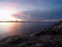 Cargo container shipping with low angle Stock Footage