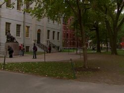 MS People visiting John Harvard statue AUDIO / Cambridge, Massachusettes, United States Stock Footage