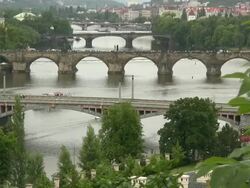 (HD1080i) Prague Bridges, Czech Republic -Time Lapse- Stock Footage