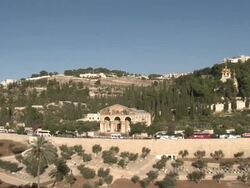 Mount of Olives, Church of All Nations and Church of St. Mary Magdalene and Church of Dominus Flevit, Jerusalem, Israel Stock Footage