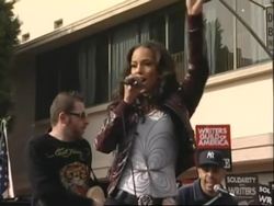 Star performs for 4000 picketers on 16th day of writer's strike Instructional Video