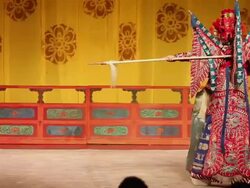 MS Actor performing Beijing opera in traditional theatre AUDIO / xi'an, shaanxi, china Stock Footage