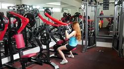 Building Muscles Girl Stock Footage