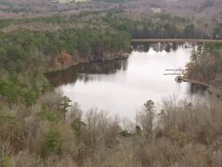 WS AERIAL View of Pond at Franklin Roosevelt State Park / Georgia, United States Stock Footage