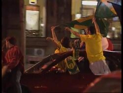 France- French and Brazilian soccer fans celebrate News Clip