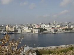 Panoramic of Havana Cuba from above at the Christ statue Stock Footage
