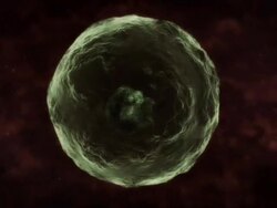 Extreme Close Up tracking-left tracking-right - A spinning organism divides and replicates in a computer-generated animation. Stock Footage