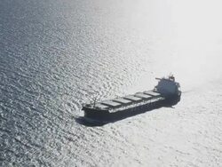 aerial view of bulk carrier, RED R3D 4k Stock Footage