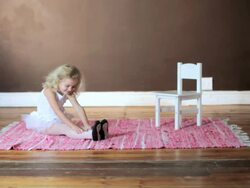 Young Girl Stetches for Ballet Stock Footage