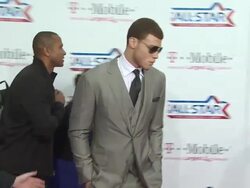 Blake Griffin at the T-Mobile Magenta Carpet At The 2011 NBA All-Star Game at Los Angeles CA. (Footage by WireImage Video/GettyImages) Stock Footage