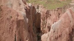View of rainbow mountains in Zhangye Danxia Landform, China Stock Footage